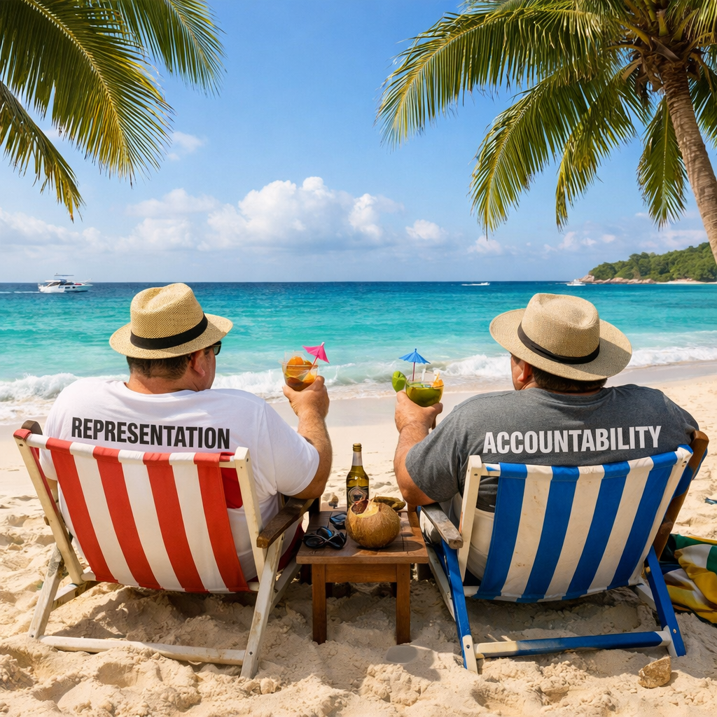 Sunbathing Representatives on Caribbean Beach